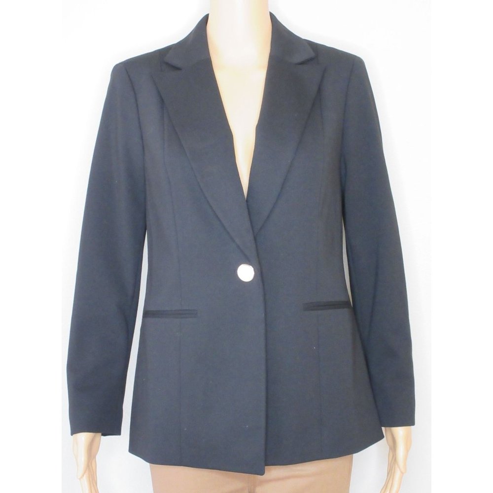 Kasper Women's One Button Zipper Cuff Black Blazer Size 6 P NWOT B2-09